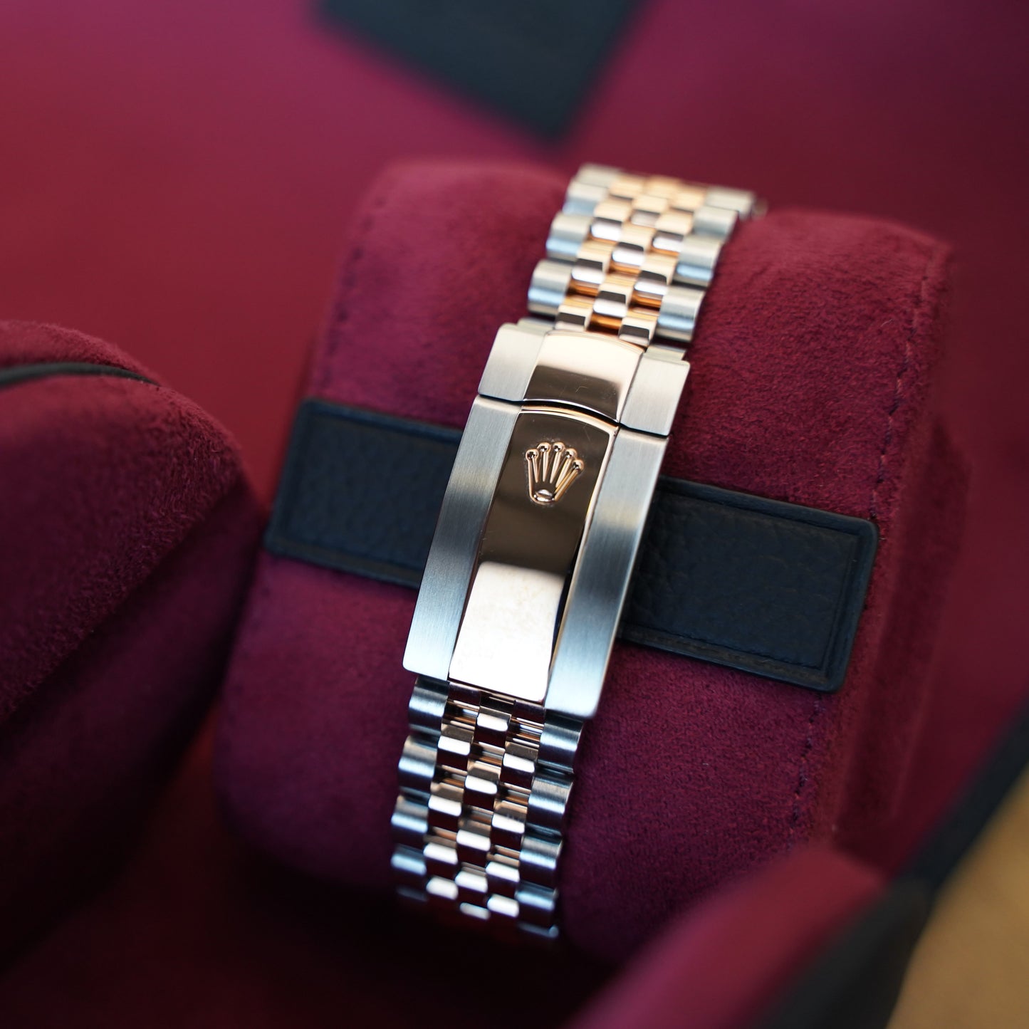 Uhrenrolle Echtleder für 3 Uhren - Schwarz / Bordeaux Rot