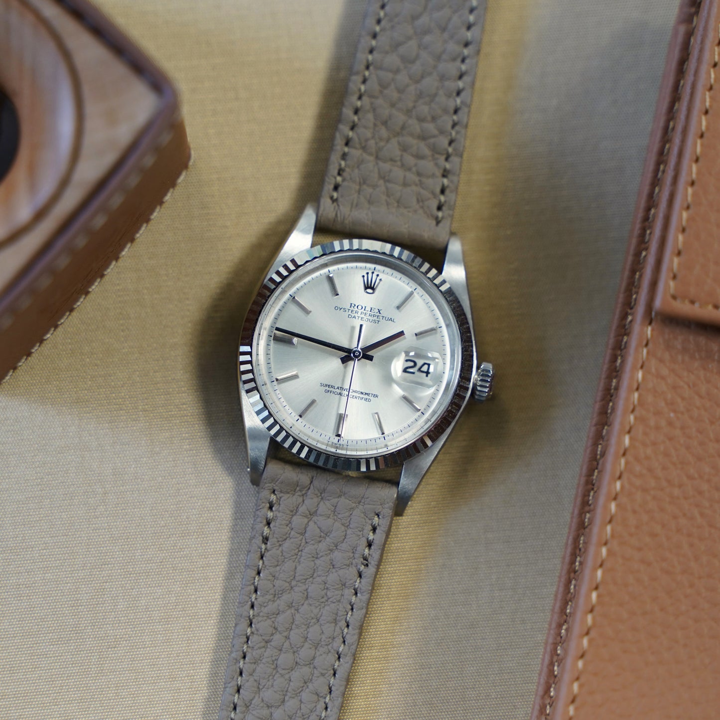 Uhrenarmband Echtleder Taupe