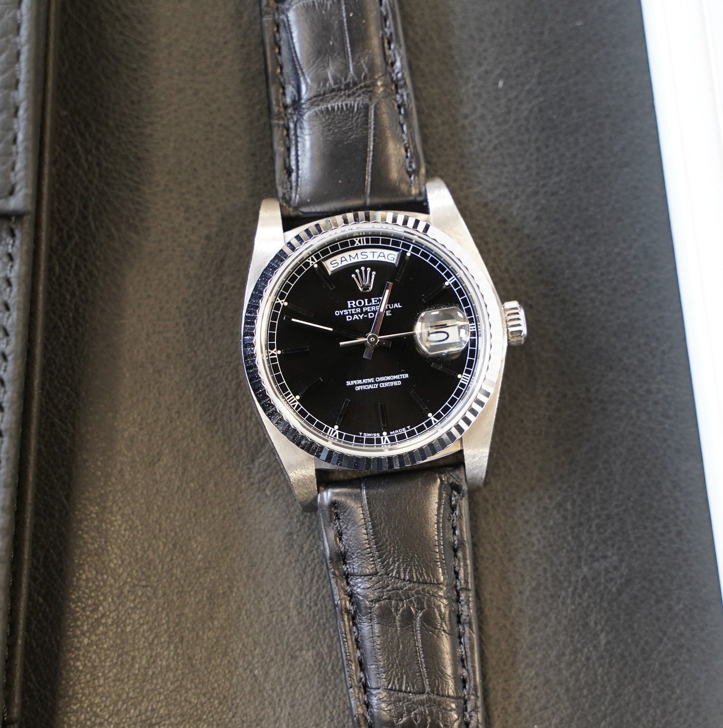 Uhrenarmband Alligatorleder Schwarz