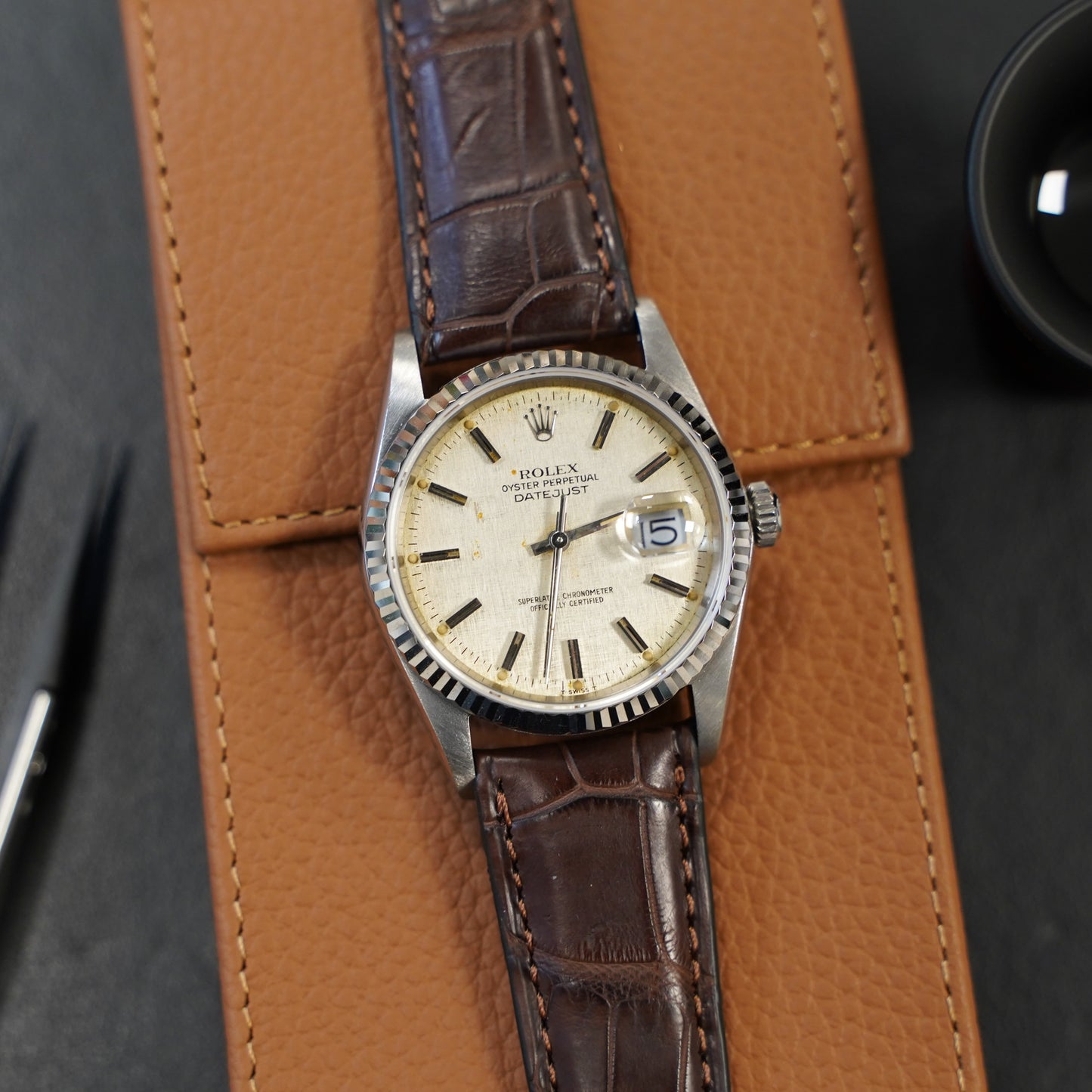 Uhrenarmband Alligatorleder Dunkelbraun