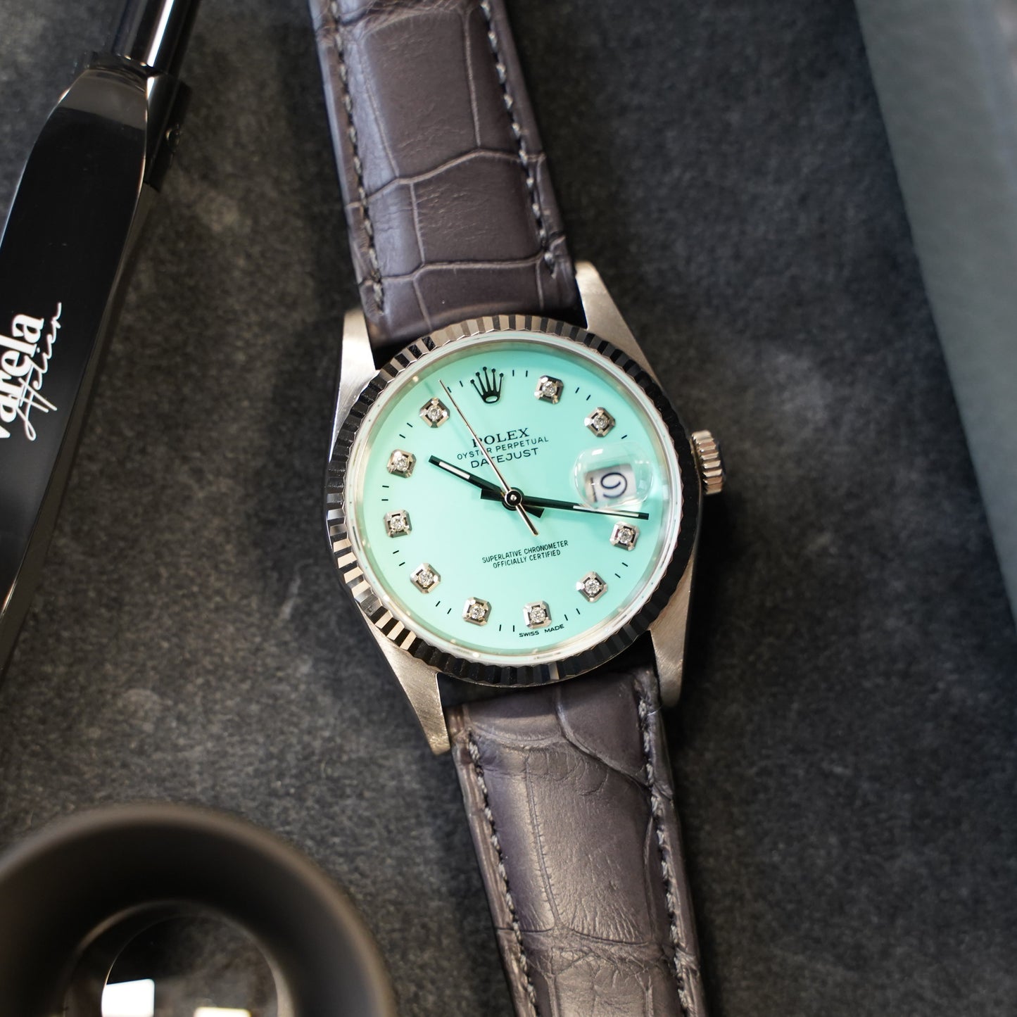 Uhrenarmband Alligatorleder Grau