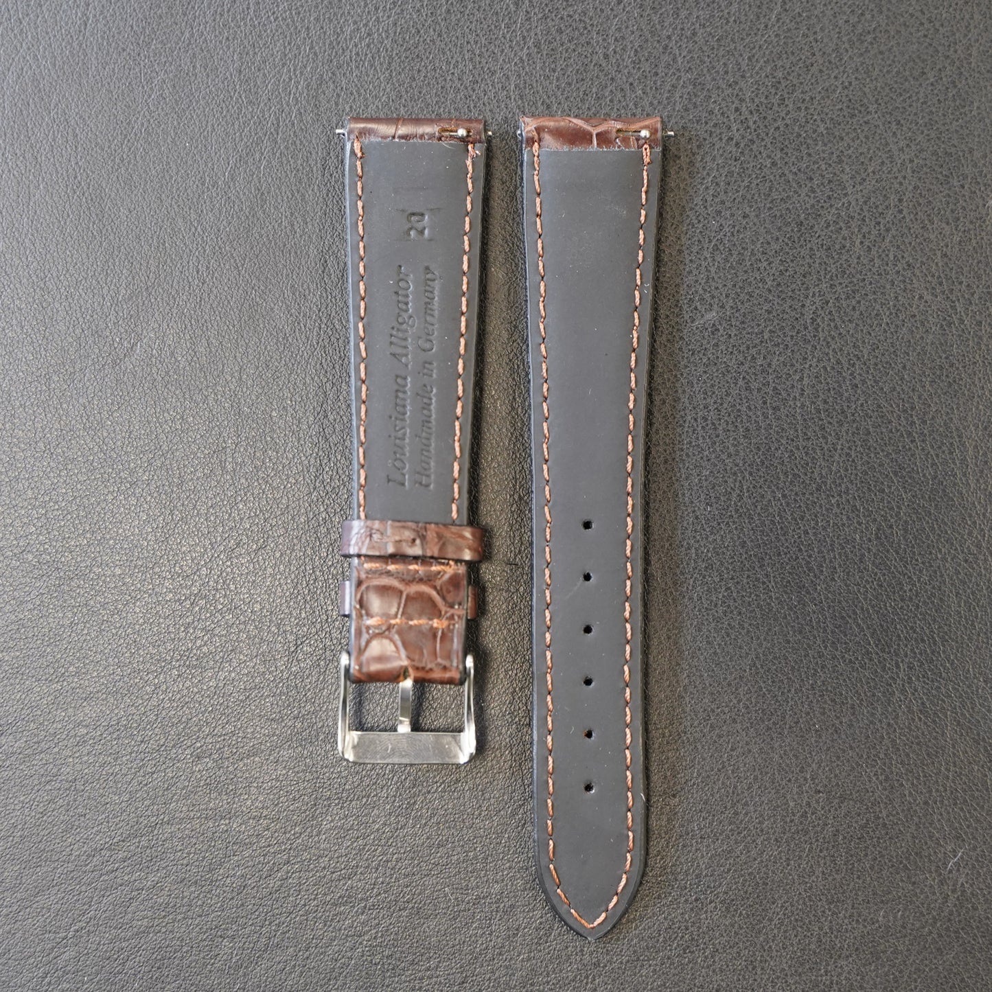 Uhrenarmband Alligatorleder Dunkelbraun