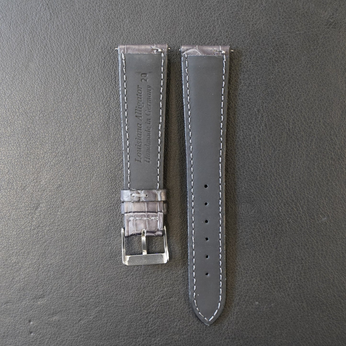 Uhrenarmband Alligatorleder Grau