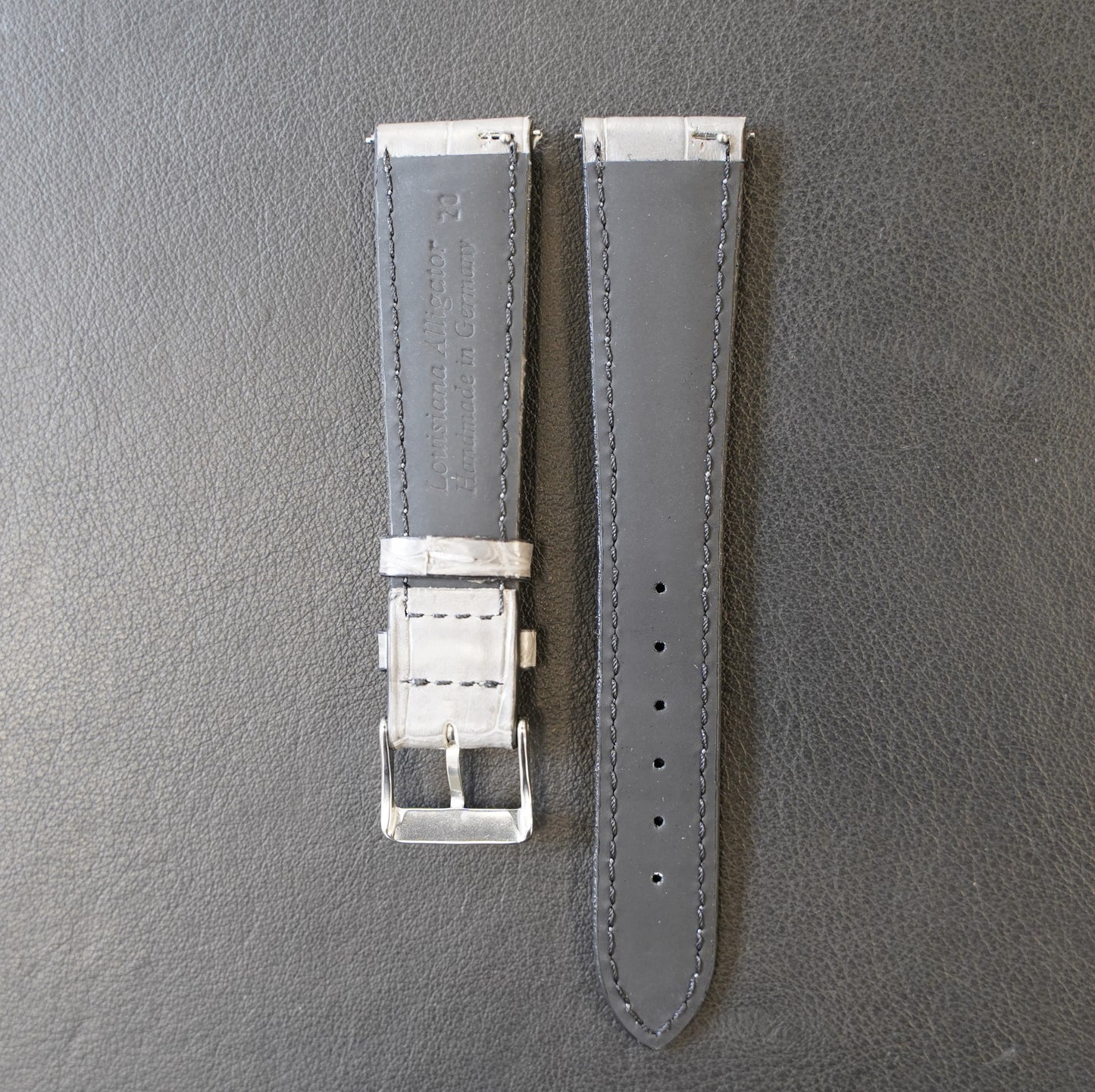 Uhrenarmband Alligatorleder Hellgrau