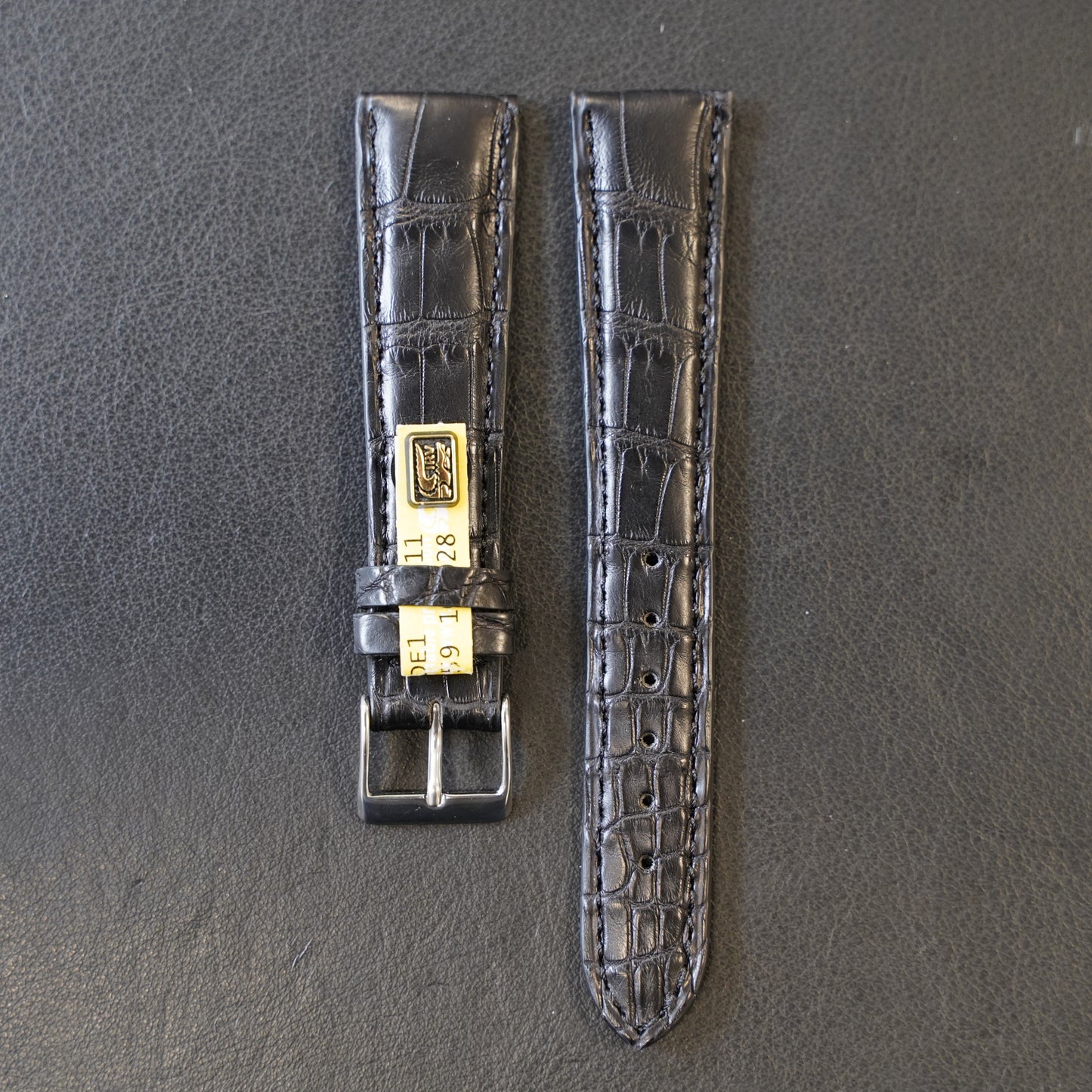 Uhrenarmband Alligatorleder Schwarz