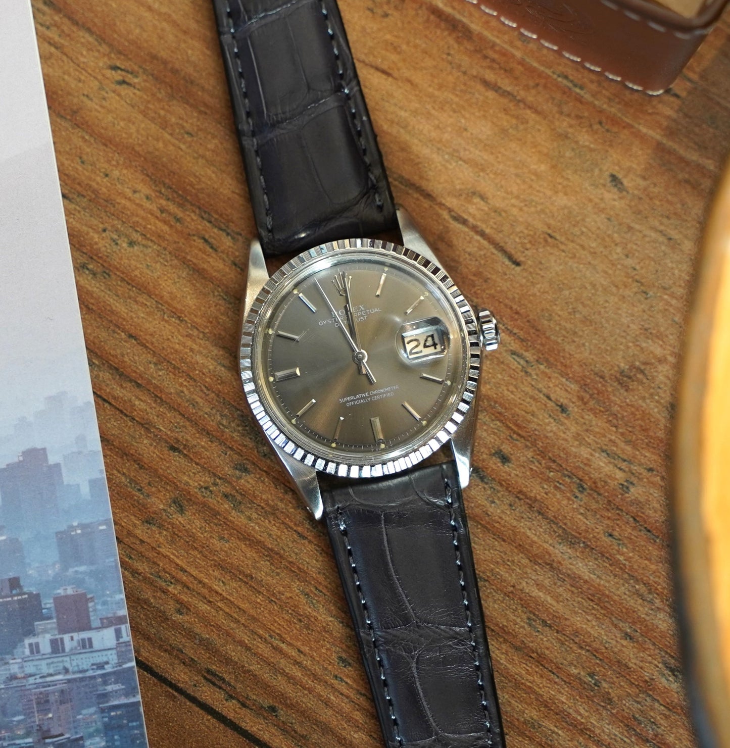 Watch band Alligator Leather - dark brown